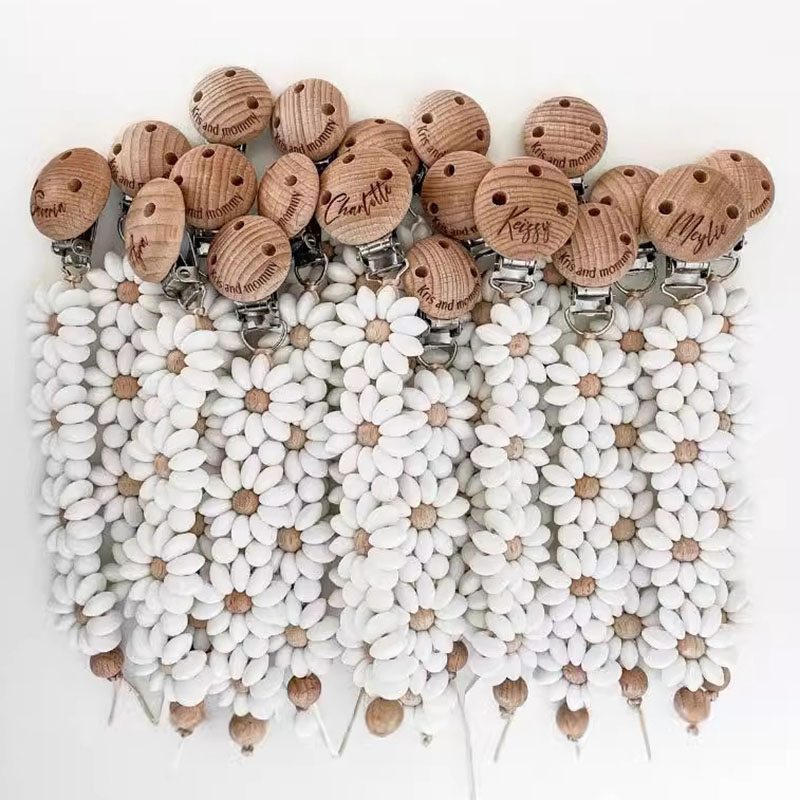 Baby Teethers - Personalizowany drewniany łańcuszek do smoczka dla