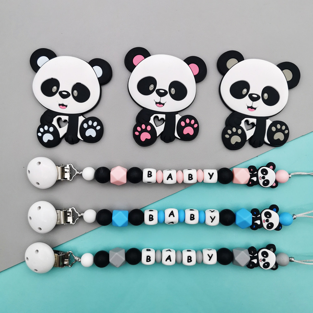 Baby Teethers - Panda Personalizowane Angielskie Silikonowe Litery Imię